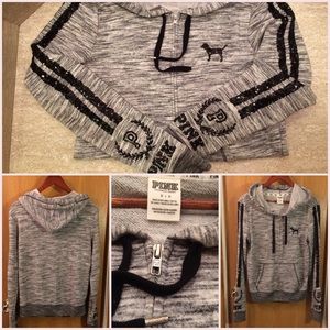 🖤 NWOT Sequin Detail PINK Zip-Up Hoodie🖤